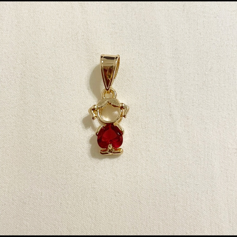 Red upside down heart ♥️ girl necklace / Oro Laminado / Laminated Gold